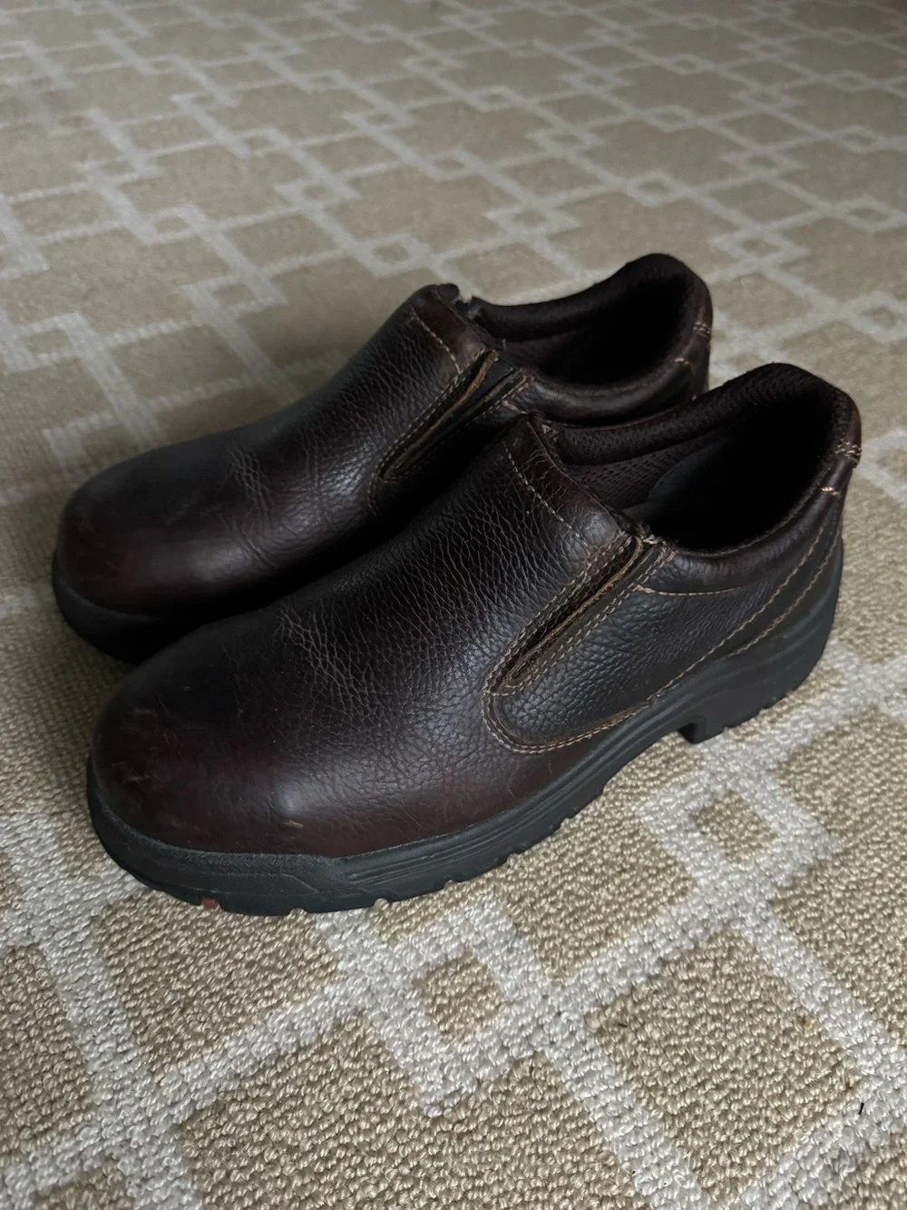Timberland PRO Titan Alloy Toe Slip On Work Shoes Brown Leather Utility Men’s 9
